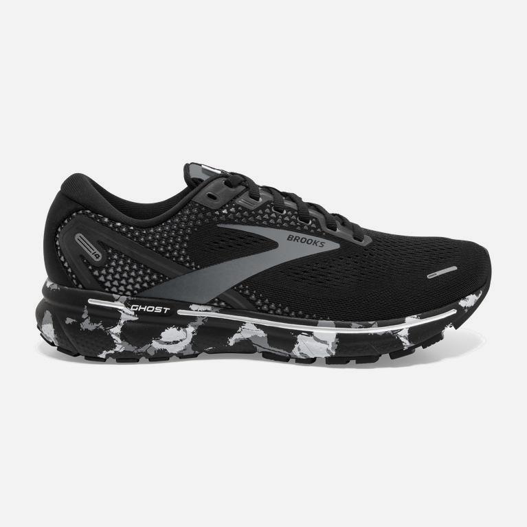 Brooks Ghost 14 Mens Cushioned Road Running Shoes - Black/Grey/White - Philippines (416530MQN)